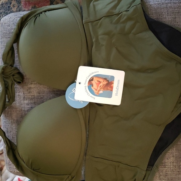 HolaDream Halter Push Up Bikini in Army Green Size XL - Picture 5 of 12